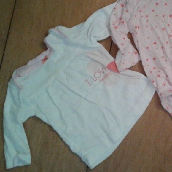 Carter's Baby Girl 3 Month Bundle Gown Onesie Shirt Pink Bird Stars Heart Mommy - Picture 5 of 7